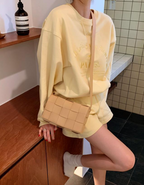 Embroidered Letter Sweater and Shorts Suit for Women