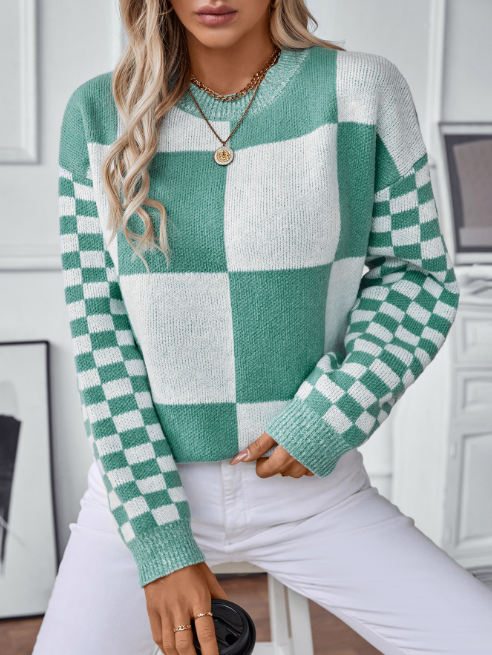 Retro Pixel Letters Round Neck Pullover Sweater | Streetwear