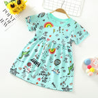 Knitted Cotton Short-Sleeved Dress for Girls