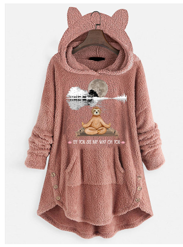 Plush Hooded Pullover Sweater with Cat Ears