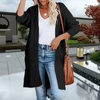 Casual Loose Medium Long Knitting Cardigan Sweater