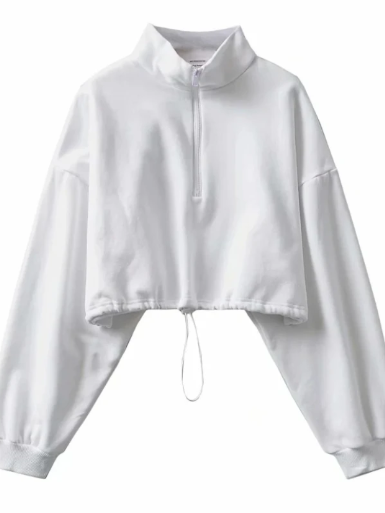 Women's Casual Autumn Winter Short Hoodie with Zipper | Streetwear
