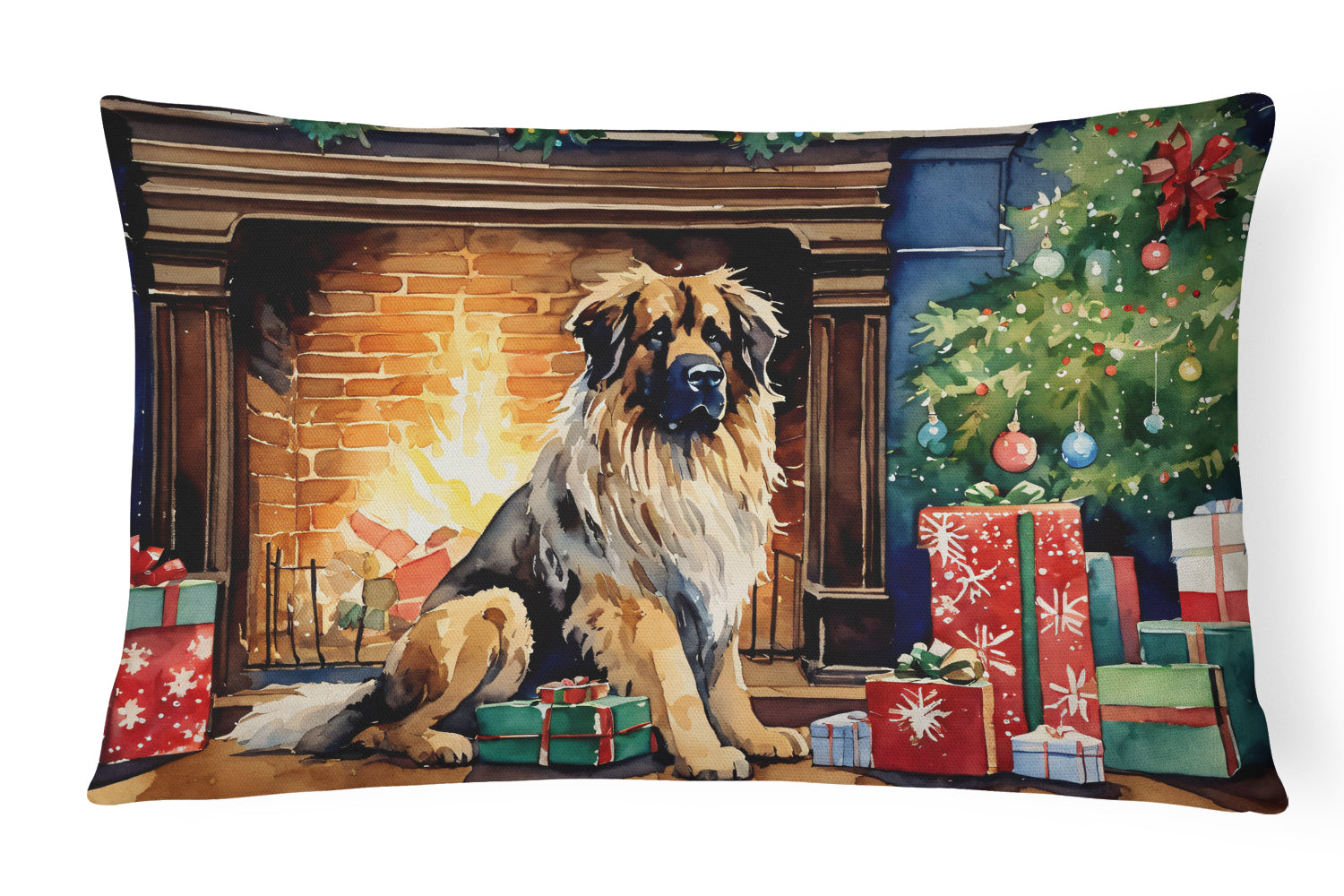 Leonberger Cozy Christmas Throw Pillow