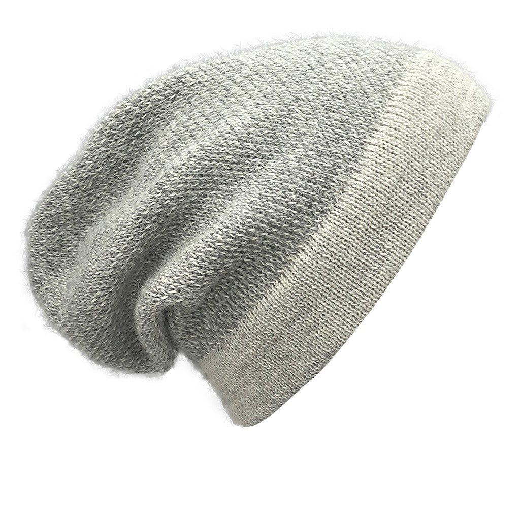 Gray Interwoven Alpaca Beanie | Embroidered Cap