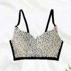 Rhinestone Beaded Bustier Push-Up Bralette Crop Top
