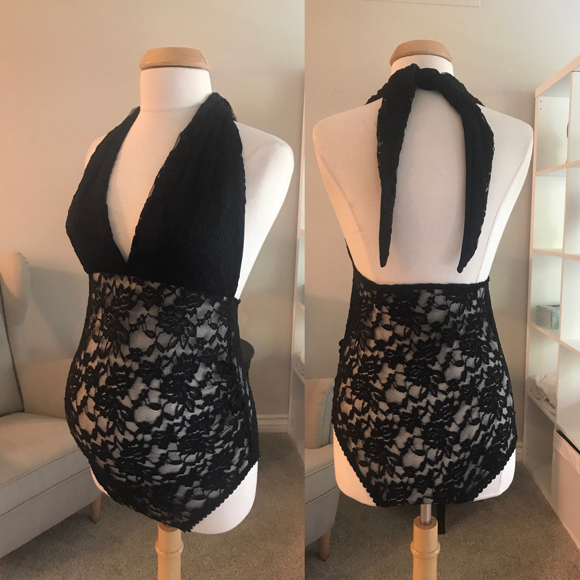 Lace Backless Maternity Bodysuit with Adjustable Straps
