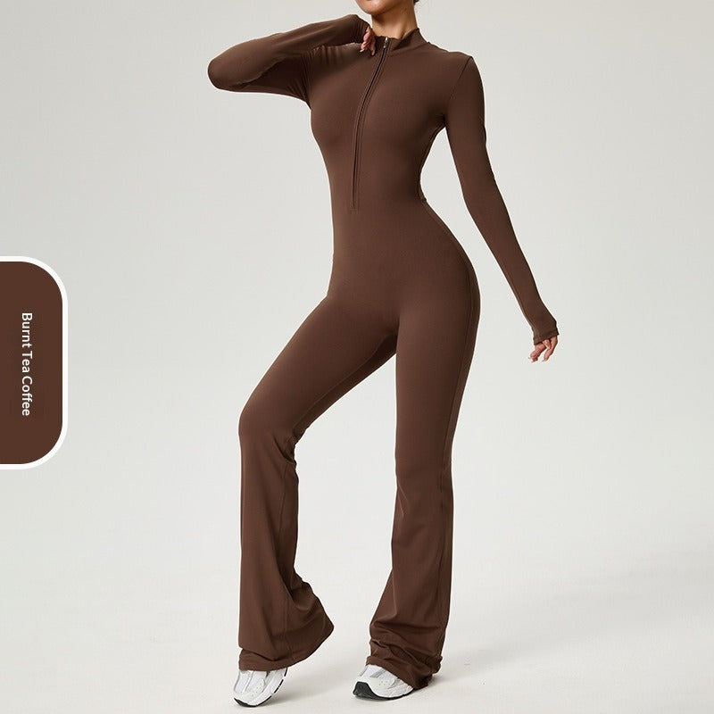 Zip-Up Long Sleeve Yoga Bodysuit