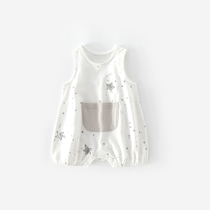 Baby Sleeveless Cotton Bodysuit with Star Design