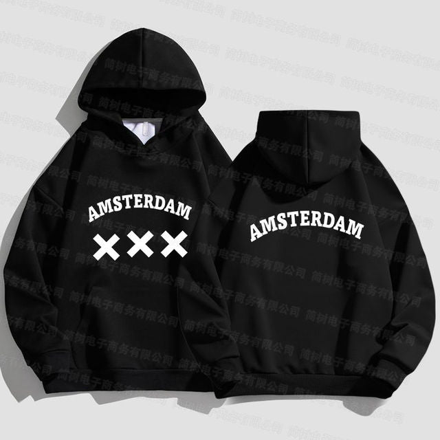Amsterdam Unisex Hoodie - Black Oversized Sweatshirt | Streetwear