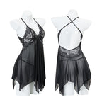 Oshilin Lace Temptation Lingerie Set with Sheer Nightgown