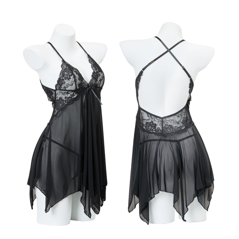 Oshilin Lace Temptation Lingerie Set with Sheer Nightgown