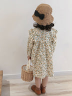 Cotton Linen Baby Princess Floral Dress in Pastoral Style