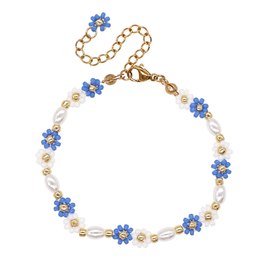 Bohemian Christmas Flower Women's Bracelet with Gold Buckle