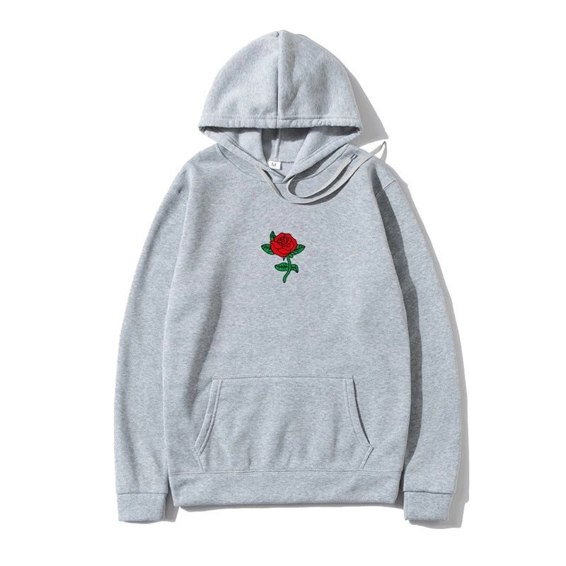 Rose Print Hooded Sweatshirt for Men and Women | Streetwear