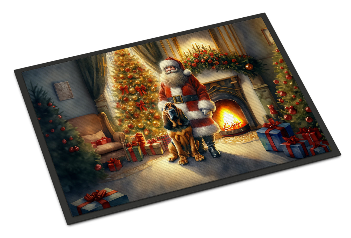 Bloodhound and Santa Claus Doormat