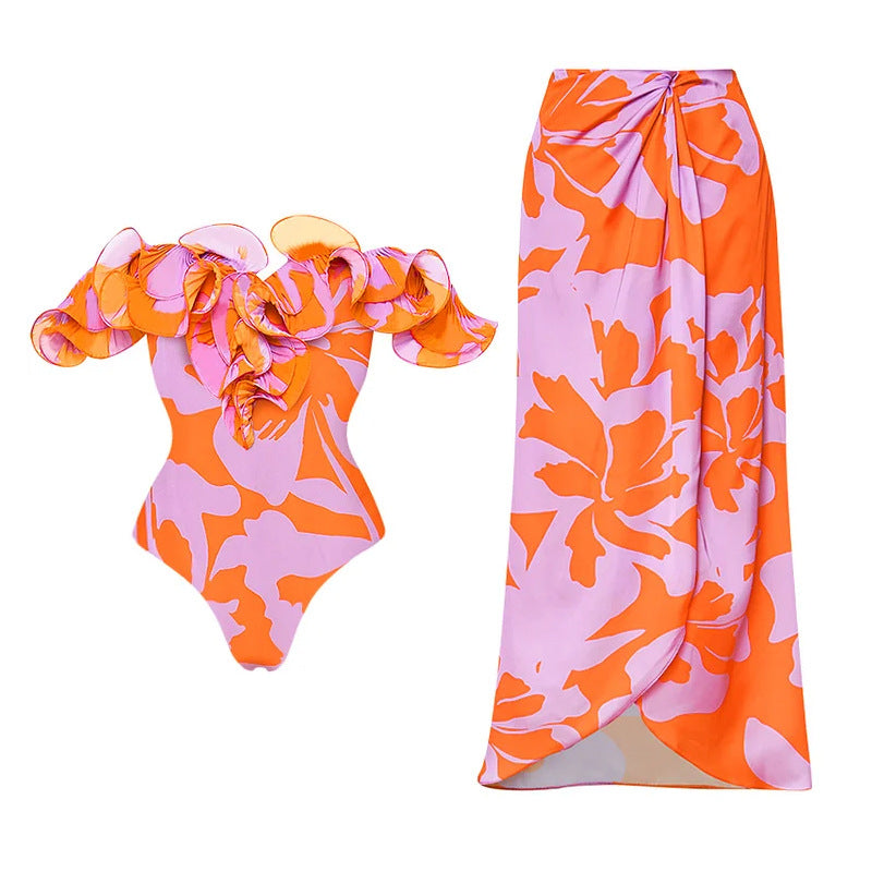 2023 Women's Ruffled Edge Swimsuit Set for Vacation