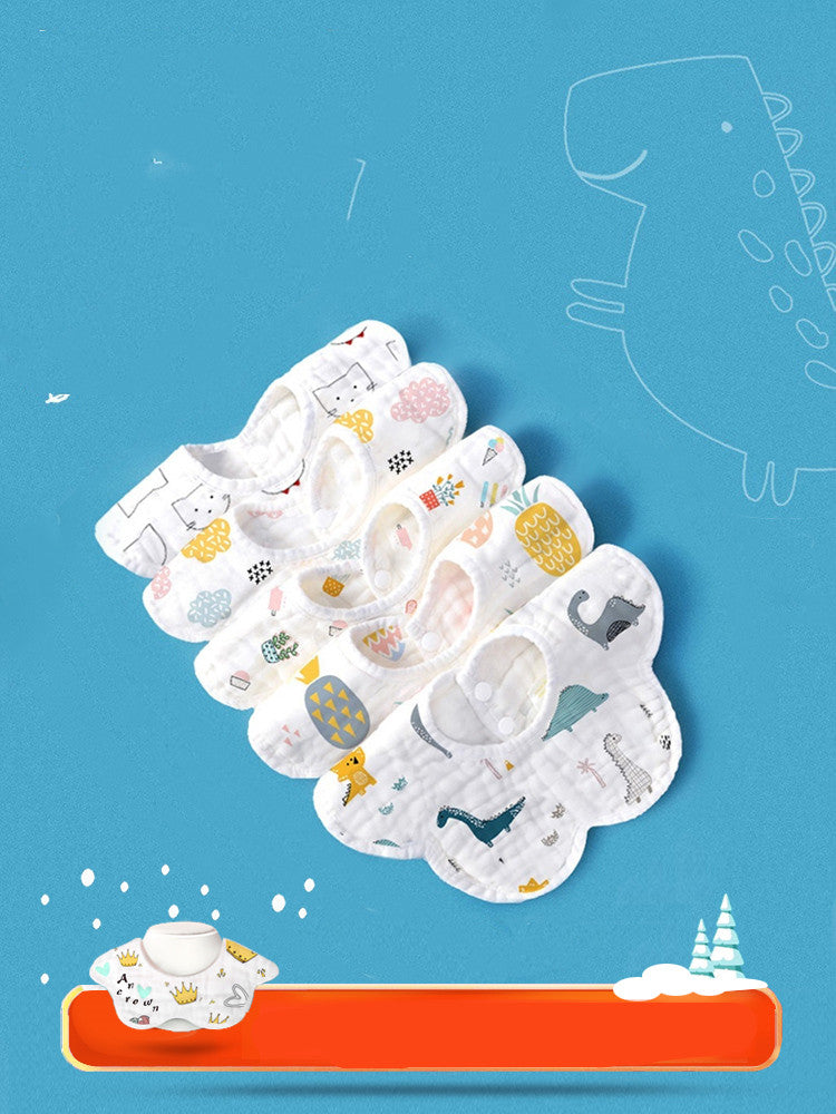 Rotating Flower Waterproof Baby Bibs and Feeding Scarf