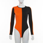 Color Block Long Sleeve Bodysuit for Women