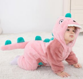 Pink Dinosaur Baby Bodysuit (Single Piece)