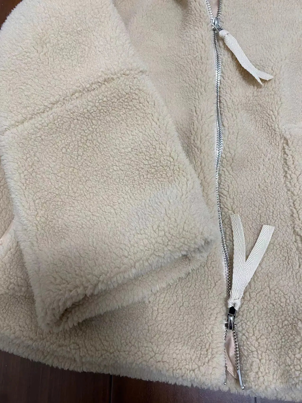 Women's Stand Collar Zipper Lamb Wool Coat