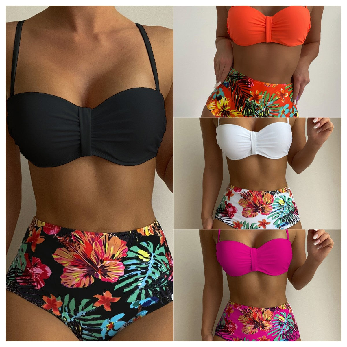 2023 Women's High-Waisted Multi-Color Bikini Set