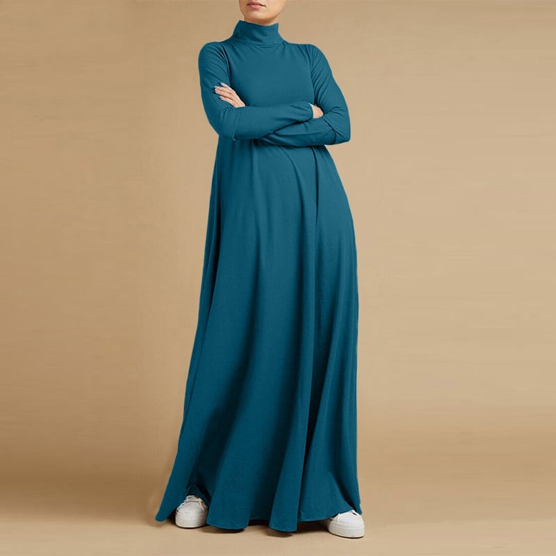 Women's Long Sleeve Turtleneck Collage Dress