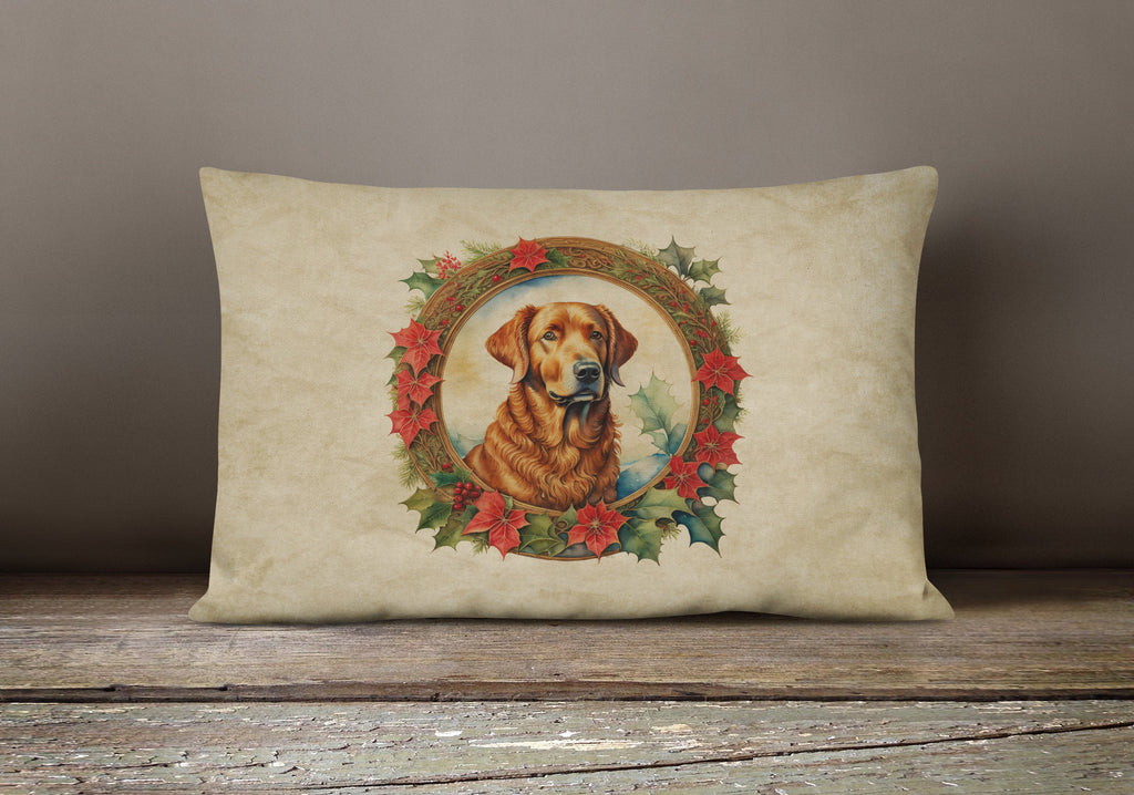 Chesapeake Bay Retriever Christmas Flowers Throw Pillow