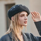 Polka Dot Wool Beret Hat for Women and Girls | Embroidered Cap