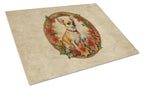 Chihuahua Christmas Flowers Glass Cutting Board