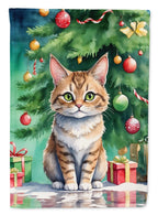 Pixie Bob Cat By the Christmas Tree House Flag