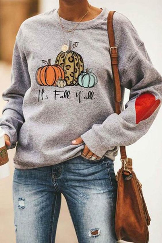 Loose Round Neck Printed Pullover Sweater for Women | Streetwear