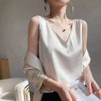 Versatile Women's Solid Silk Satin Tank Top