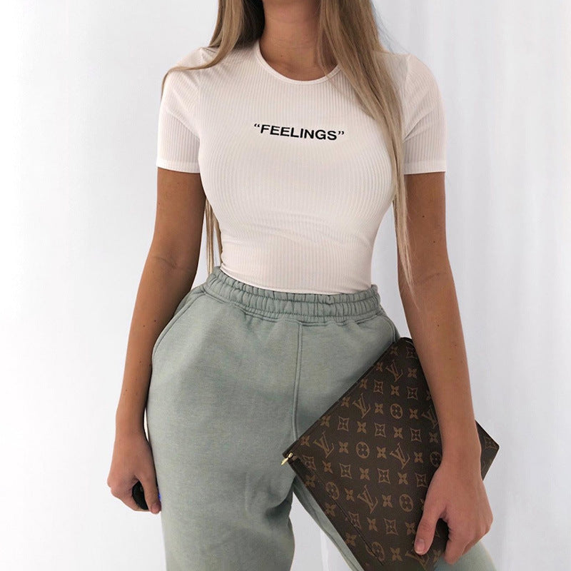 Short Sleeve Round Neck Embroidered Bodysuit