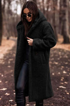 Fashion Long Clean Color Long Sleeve Woolen Women's Coat