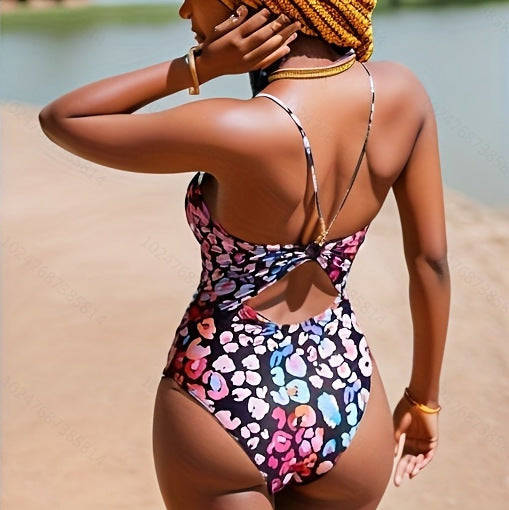 New Cross-Border Sexy Backless Swimsuit with Print