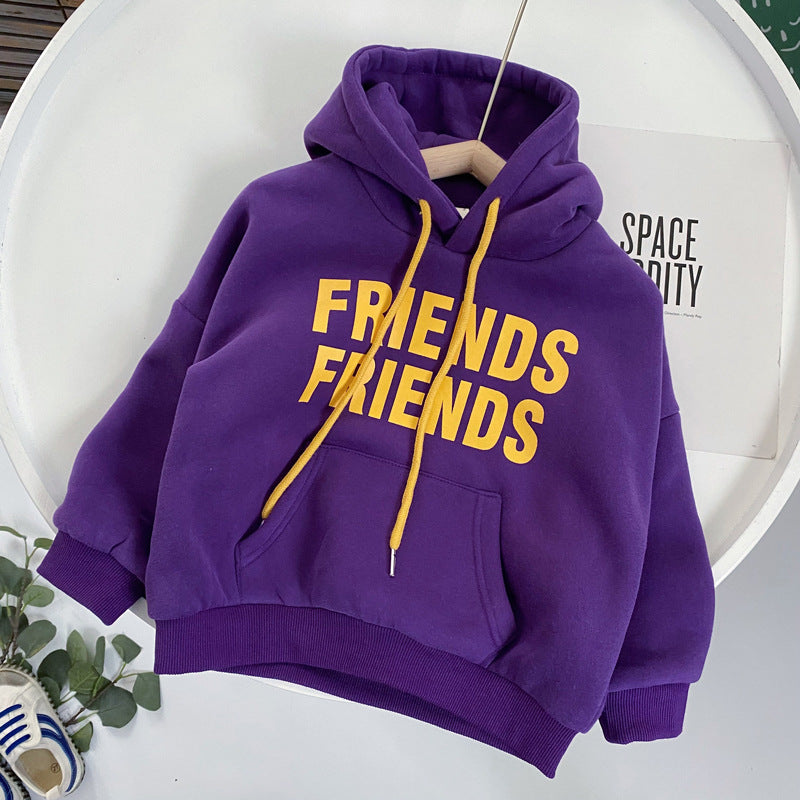 Padded Hooded Sweater with Colorful Letters for Kids