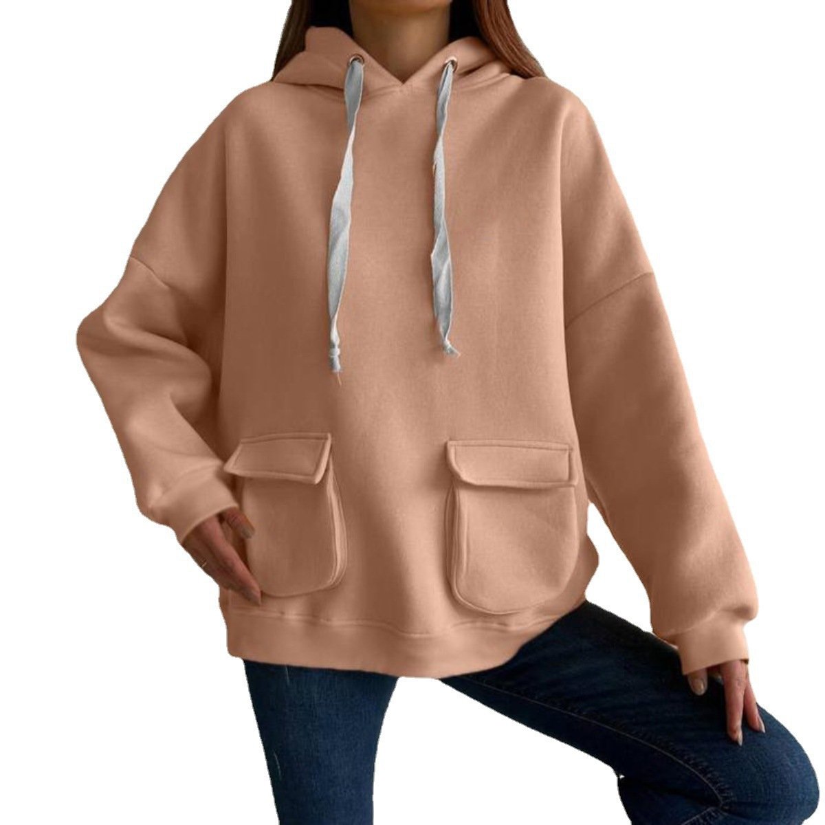 Casual Long Sleeve Fleece Shirt with Pockets