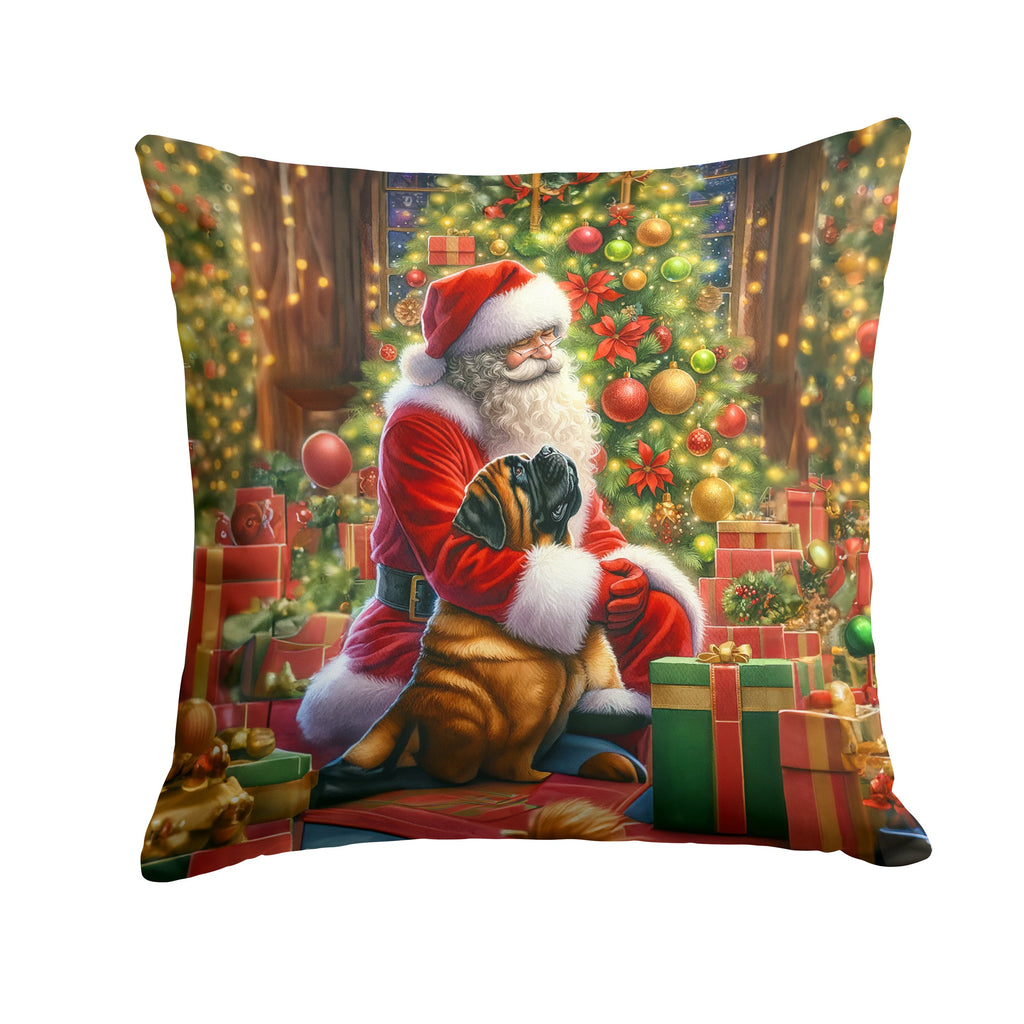 Mastiff and Santa Claus Throw Pillow