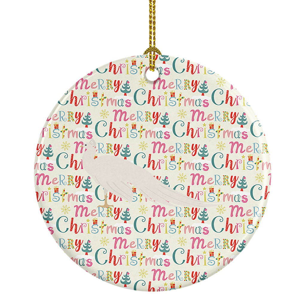 White Peacock Peafowl Christmas Ceramic Ornament