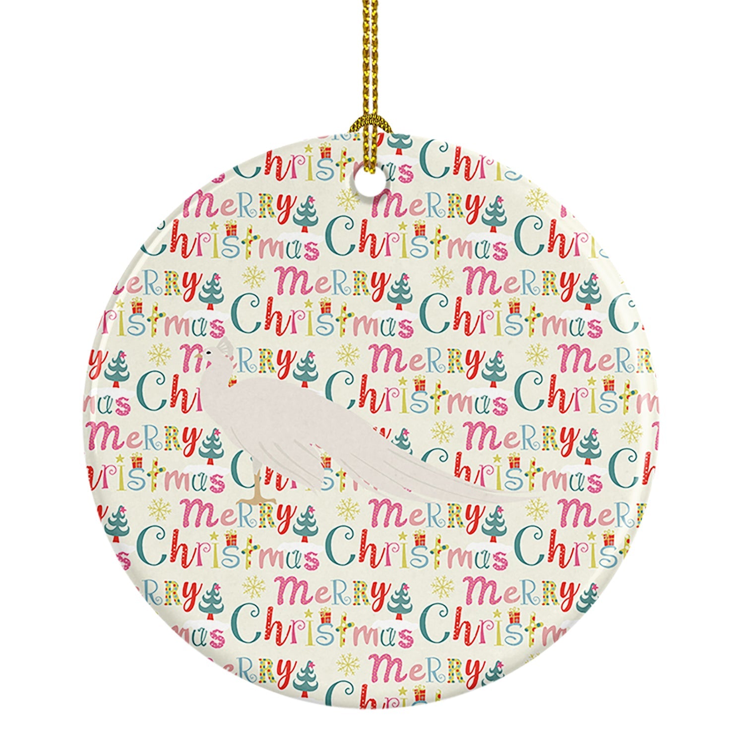 White Peacock Peafowl Christmas Ceramic Ornament
