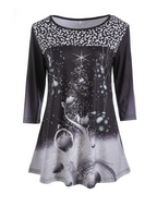 Christmas Print Crew Neck T-Shirt in Fashion Style | Streetwear
