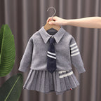 Girls' College Style Sweater Suit for Autumn & Winter