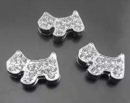 Pave Dog Silver Charm