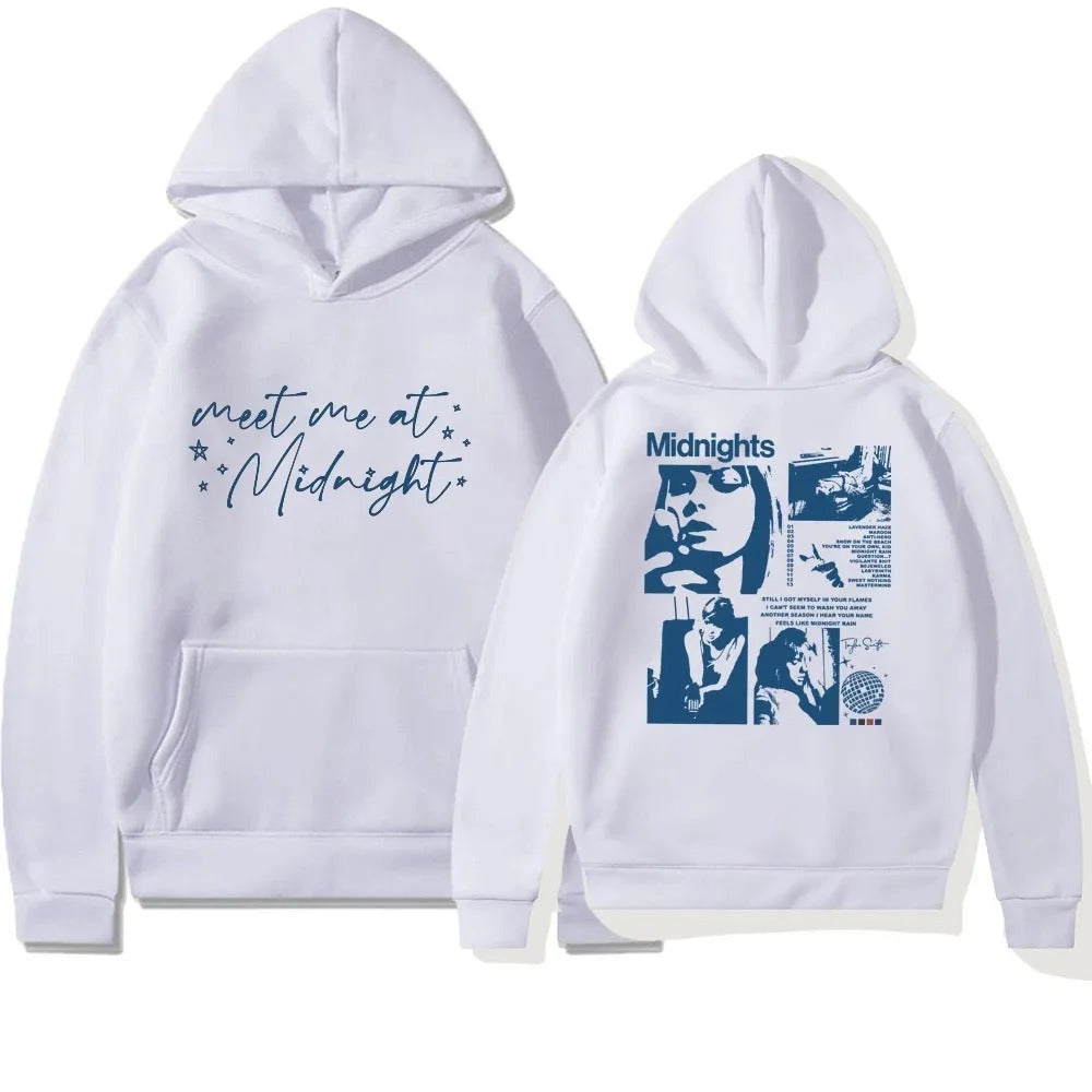 2024 Pure Cotton Midnight Hoodie with Retro Print | Streetwear