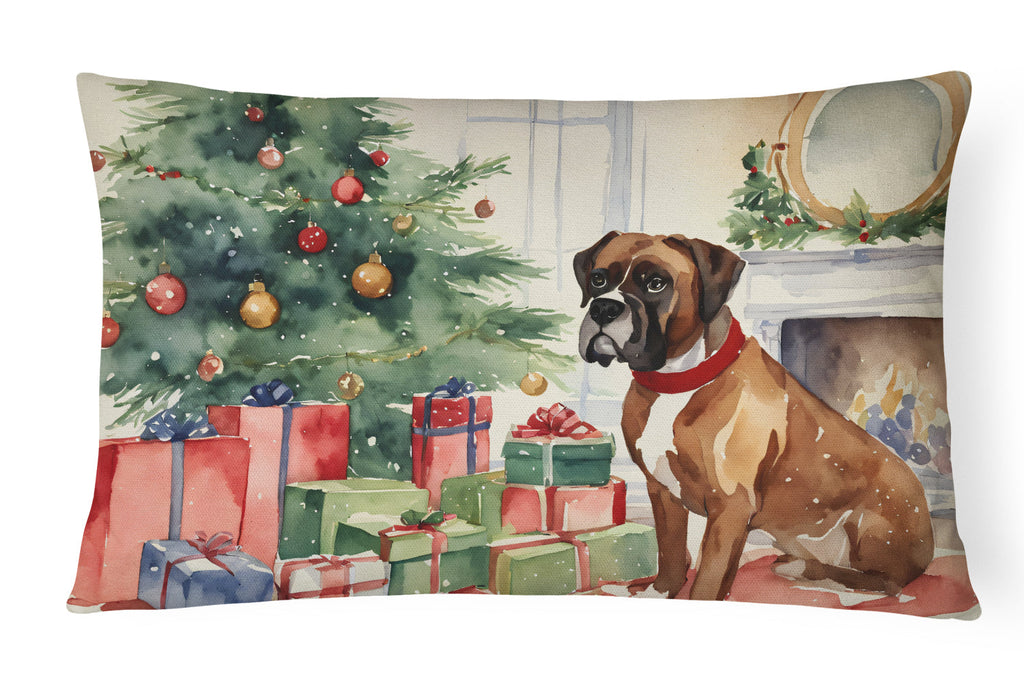 Fawn Boxer Christmas Throw Pillow