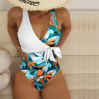Women's One-Piece Bowknot Swimwear with Cross Design