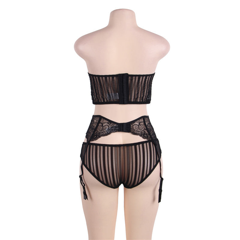 Lingerie Set with Bra, Garter, and Panties (Style 80457)