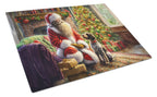 Wirehaired Pointing Griffon and Santa Claus Glass Cutting Board