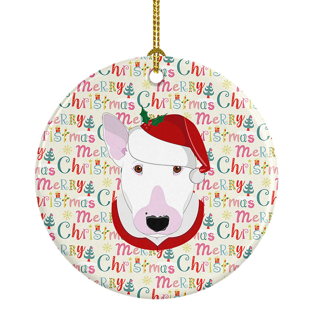 Bull Terrier Merry Christmas Ceramic Ornament