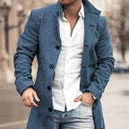 Men's Woolen Stand Collar Medium Long Casual Coat